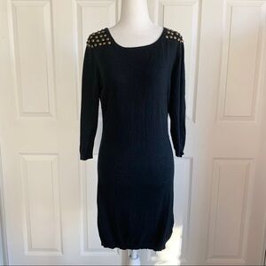 Material Girl Black Sweater Dress Grommet Shoulder
